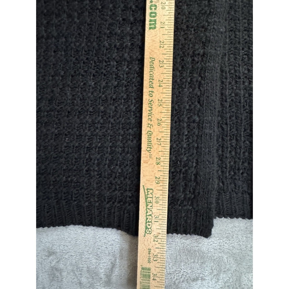 Chicos Cardigan Sweater Womens 2 Black Open Front Wool Blend Indie Sleaze Goblin - Picture 7 of 11